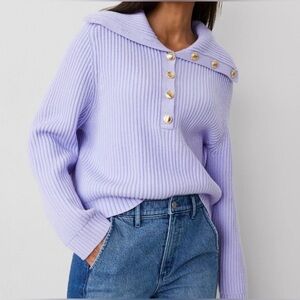 🪻Ann Taylor lilac collared sweater with gold tone buttons. Size S. NWT.
